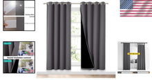 Load image into Gallery viewer, Grey Full Shade Drapes – Pack of 2 Blackout Noise Blocking Panels, 52" x 72"