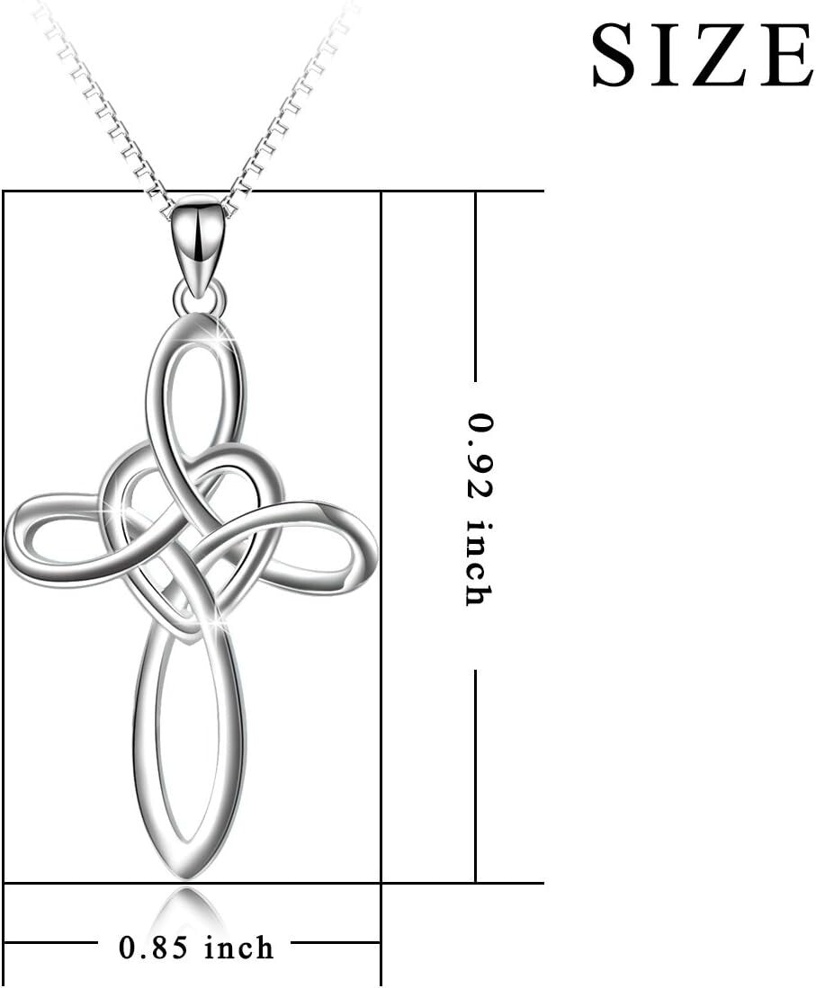 Gorgeous Celtic Knot Cross Necklace - Sterling Silver Pendant with Lobster Clasp