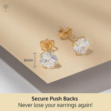 Load image into Gallery viewer, Unisex 14K Gold Zirconia Studs - Waterproof, Versatile Earrings for Any Occasion