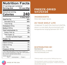 Load image into Gallery viewer, Long Shelf Life Freeze-Dried Sausage in #10 Can | USA-Made &amp; Natural Ingredients