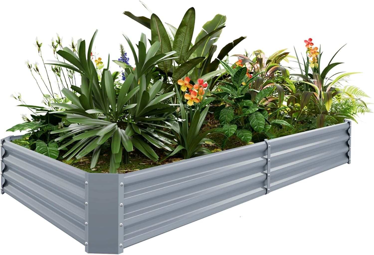 Easy Assembly 8×4ft Galvanized Raised Bed - Sustainable Outdoor Vegetable Garden