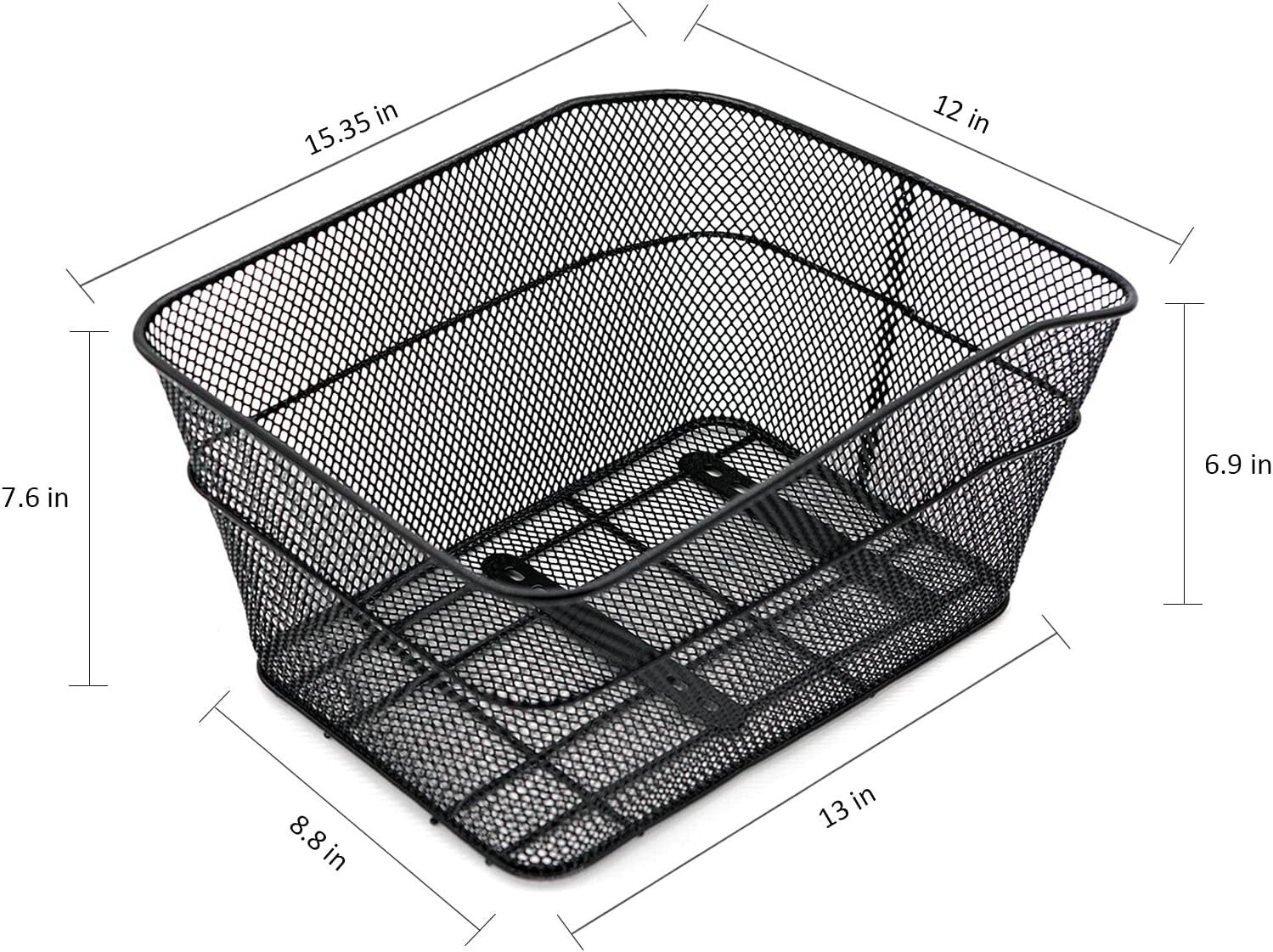 Reflective Metal Rear Bike Basket with Dual Rainproof Covers & Sturdy Support