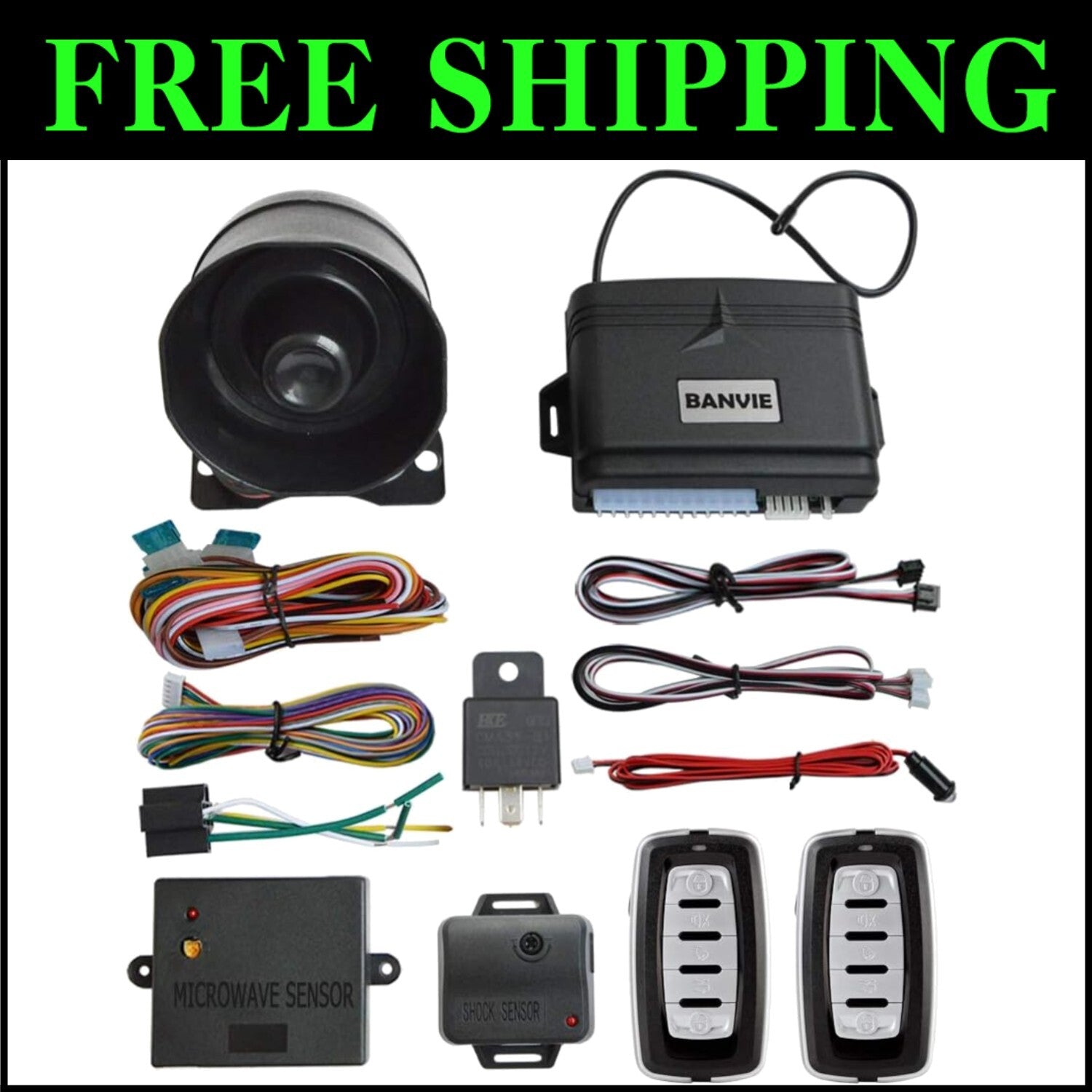 Advanced Car Security System - Keyless Entry Alarm with Engine Cut-Off Relay