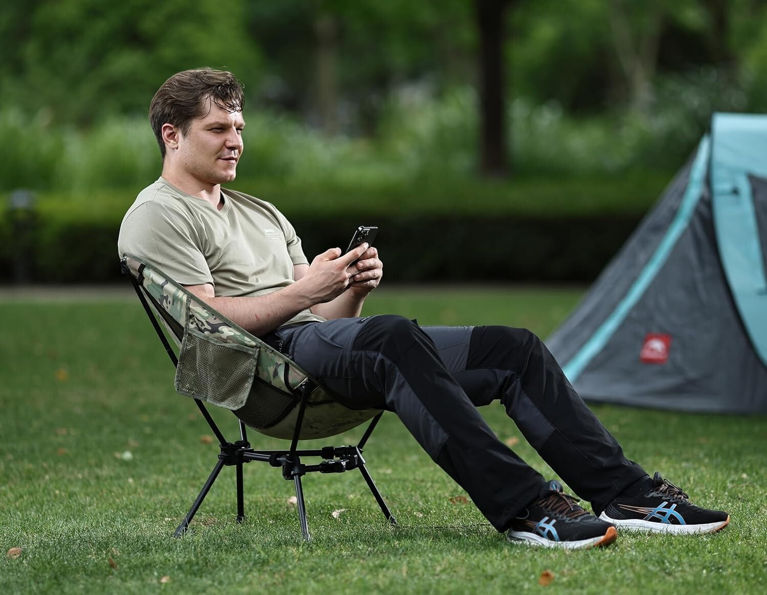 330 lbs Capacity Lightweight Folding Chair for Camping, Fishing & Outdoor Events