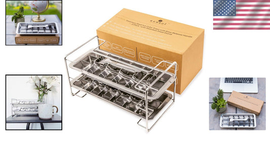 Eco-Friendly Ice Maker - Non-Toxic Stainless Steel Cube Trays, Lifetime Warranty