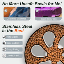 Load image into Gallery viewer, Non-Slip Slow Feeder Dog Bowls - 304 Stainless Steel &amp; Dishwasher Safe, 2 Pack