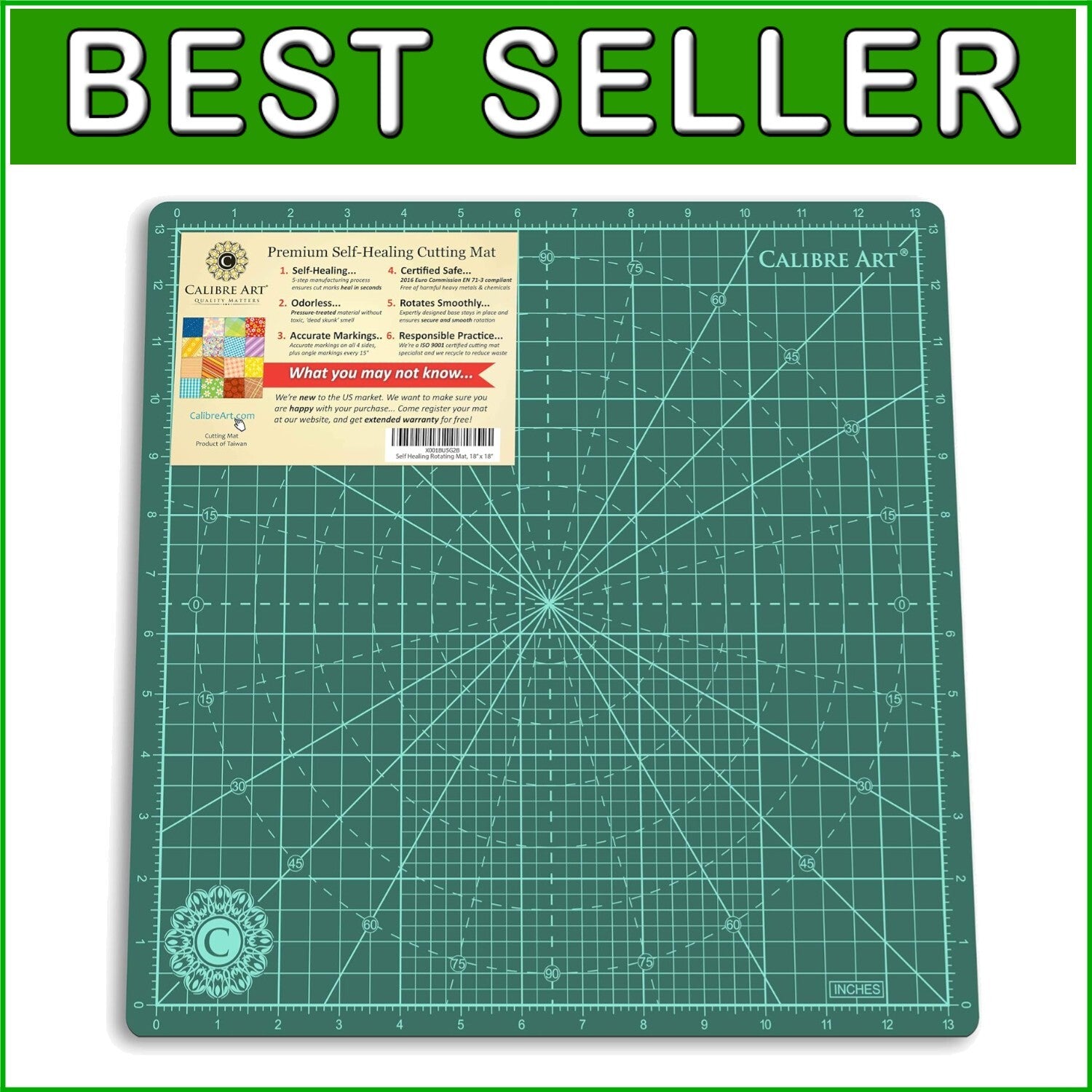 14.3-Inch Rotating Cutting Mat - Ideal for Crafting, Quilting & Fabric Cutting