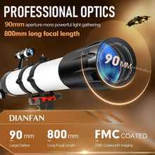 Load image into Gallery viewer, Portable 90mm Refractor Telescope - 800mm &amp; Phone Adapter for Stargazing