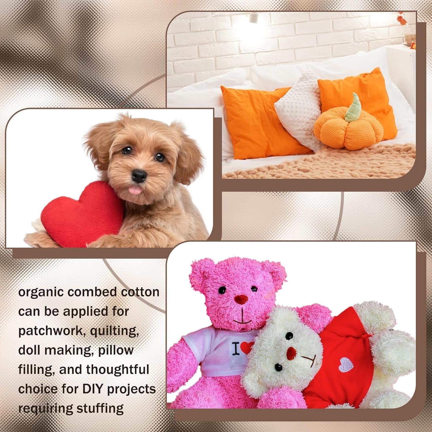 Pure White Cotton Fiber Filling - Ample 4.4 lb Pack for Stuffed Animals & Crafts