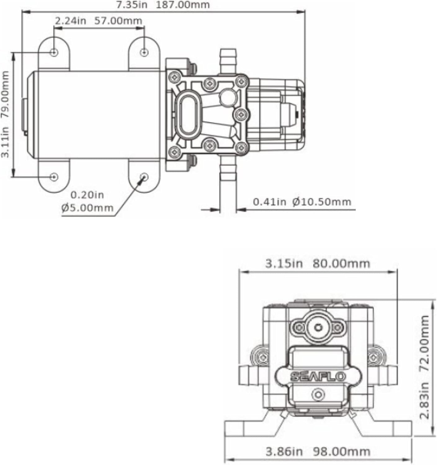 12V Diaphragm Water Pump - 1.3 GPM, 100 PSI for Marine & RV Applications