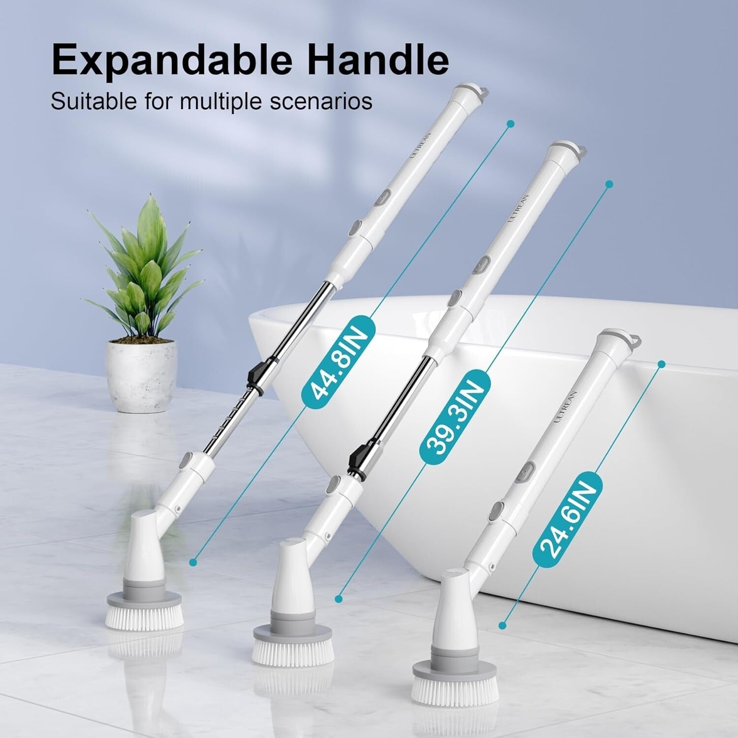 Waterproof Spin Scrubber with Extending Handle - Ideal for Bathroom Cleanings