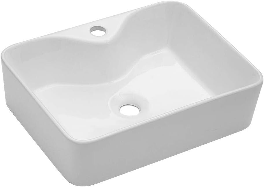 Contemporary White Vessel Sink 19"x15" with Faucet Opening - Effortless Elegance