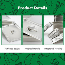 Load image into Gallery viewer, Durable 1/2 Size Stainless Steel Food Pan Covers - Set of 6 with Easy Handle