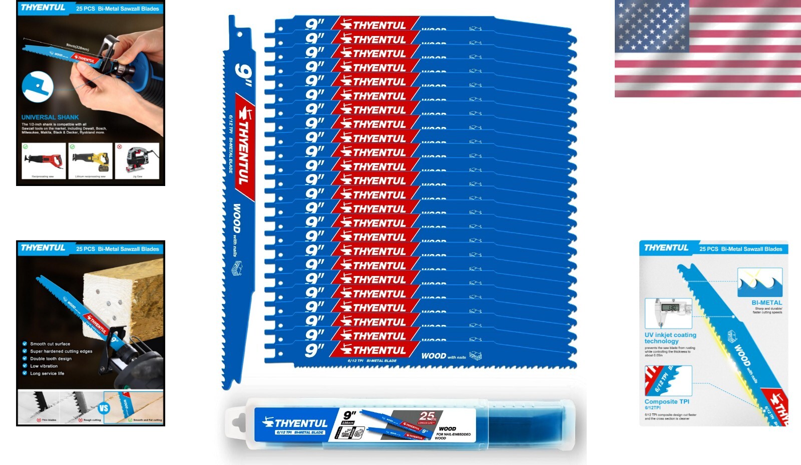Durable 9-Inch 6/12 TPI Bi-Metal Reciprocating Saw Blades for Heavy-Duty Cutting
