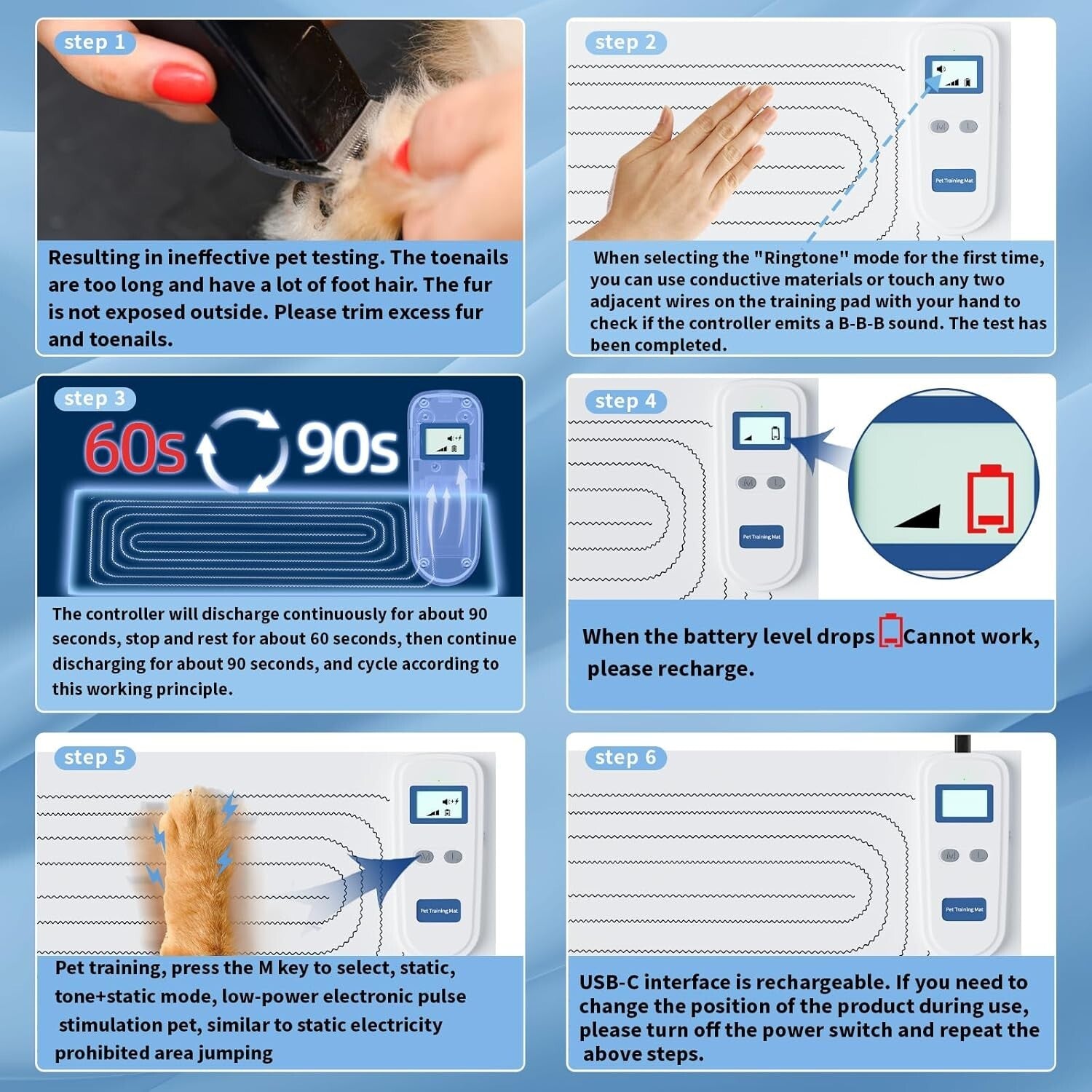 Pet Training Mat with LCD Monitor - 12"x60" Rechargeable Cat & Dog Deterrent