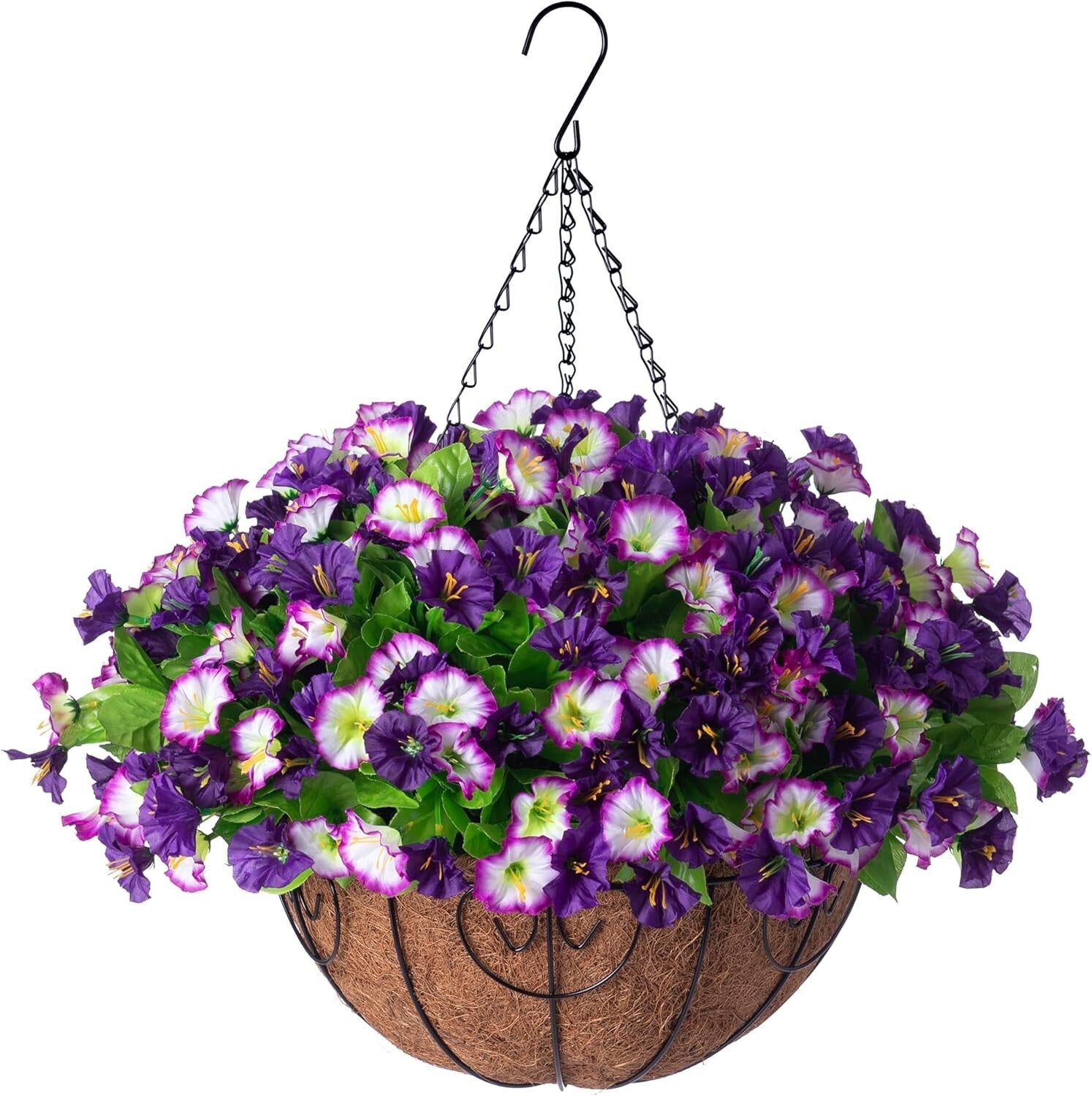 DIY 12-Inch Hanging Flower Arrangement with Lifelike Petunias & Morning Glories
