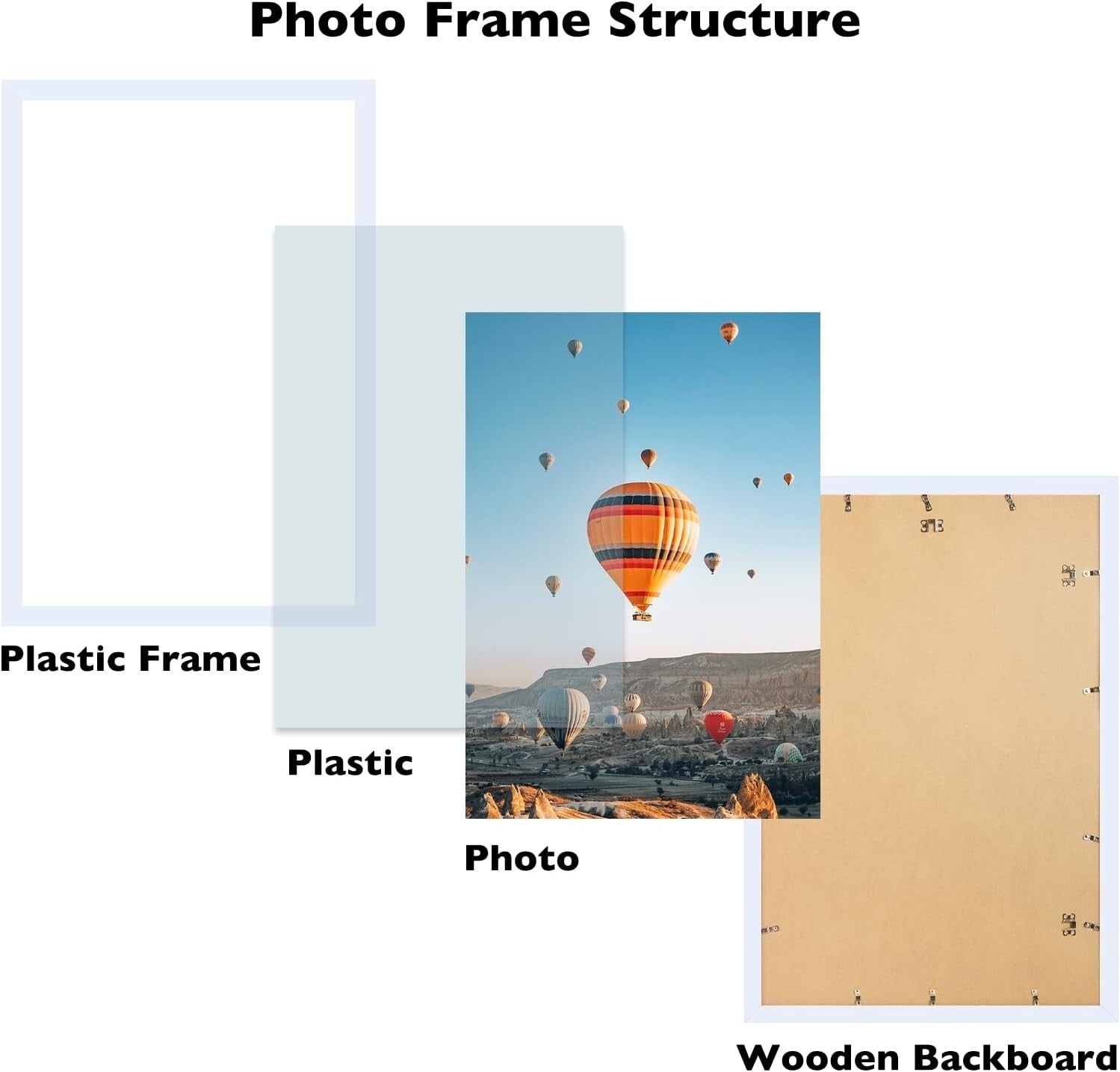 Elegant 22.375x34 White Photo Frame for Wall Art - Horizontal & Vertical Use