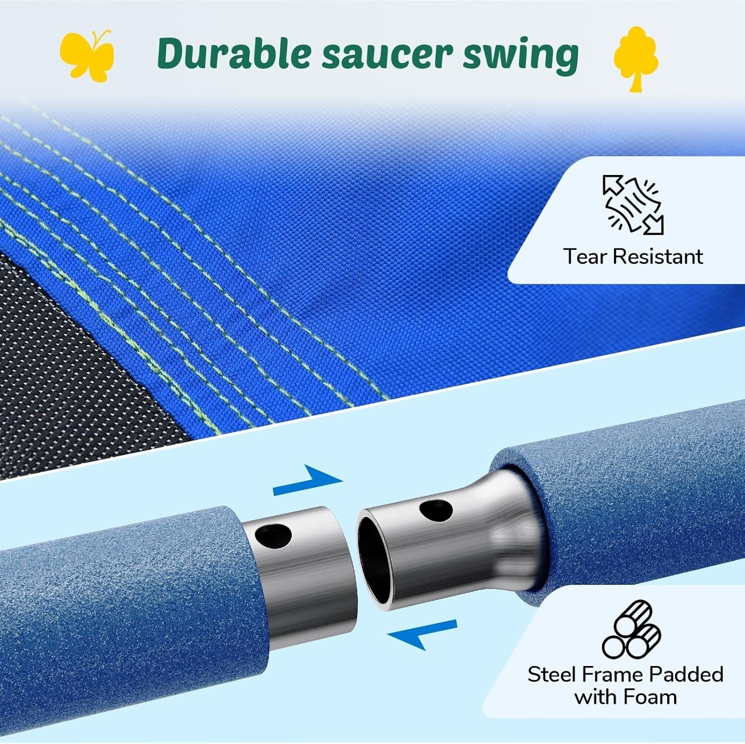 Premium Outdoor A-Frame Swing Set - Includes Saucer & Belt Swing, Easy Assembly