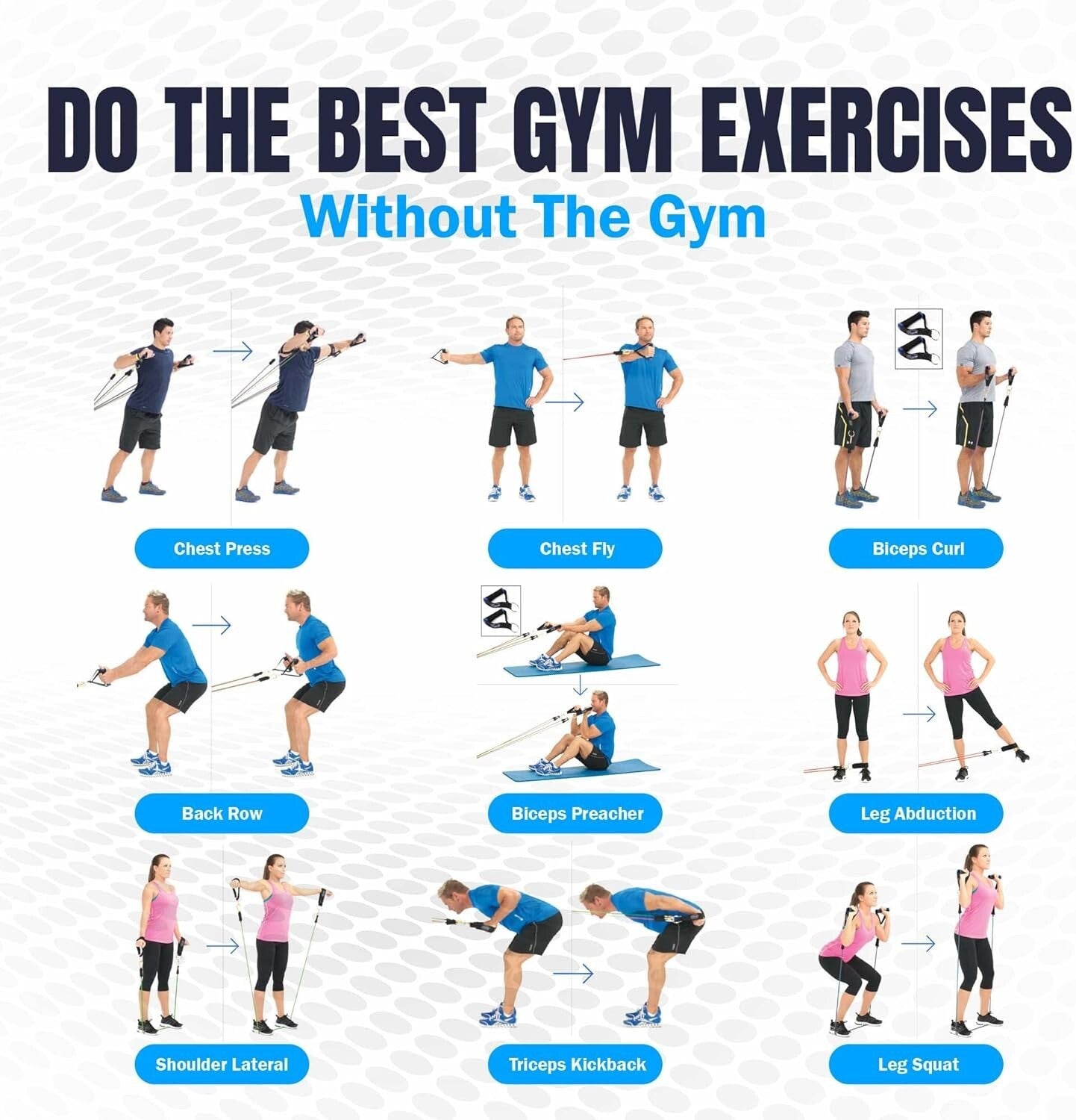 Adjustable Resistance Bands Set with Patented Snap Tech - Safe & Durable Workout