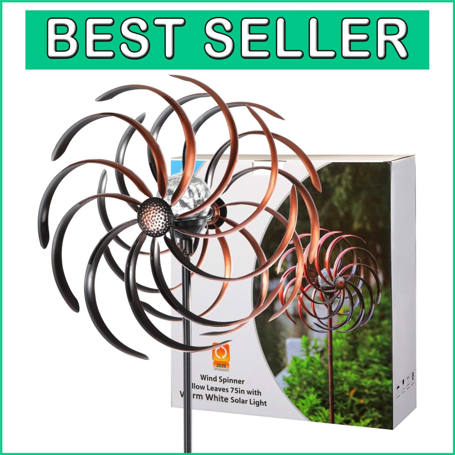 Bronze Solar Wind Spinner - Illuminate Your Lawn with Stylish Kinetic Motion