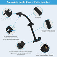 Load image into Gallery viewer, Durable Matte Black 16'' Shower Head Arm - Height Adjustable Brass &amp; Steel Combo