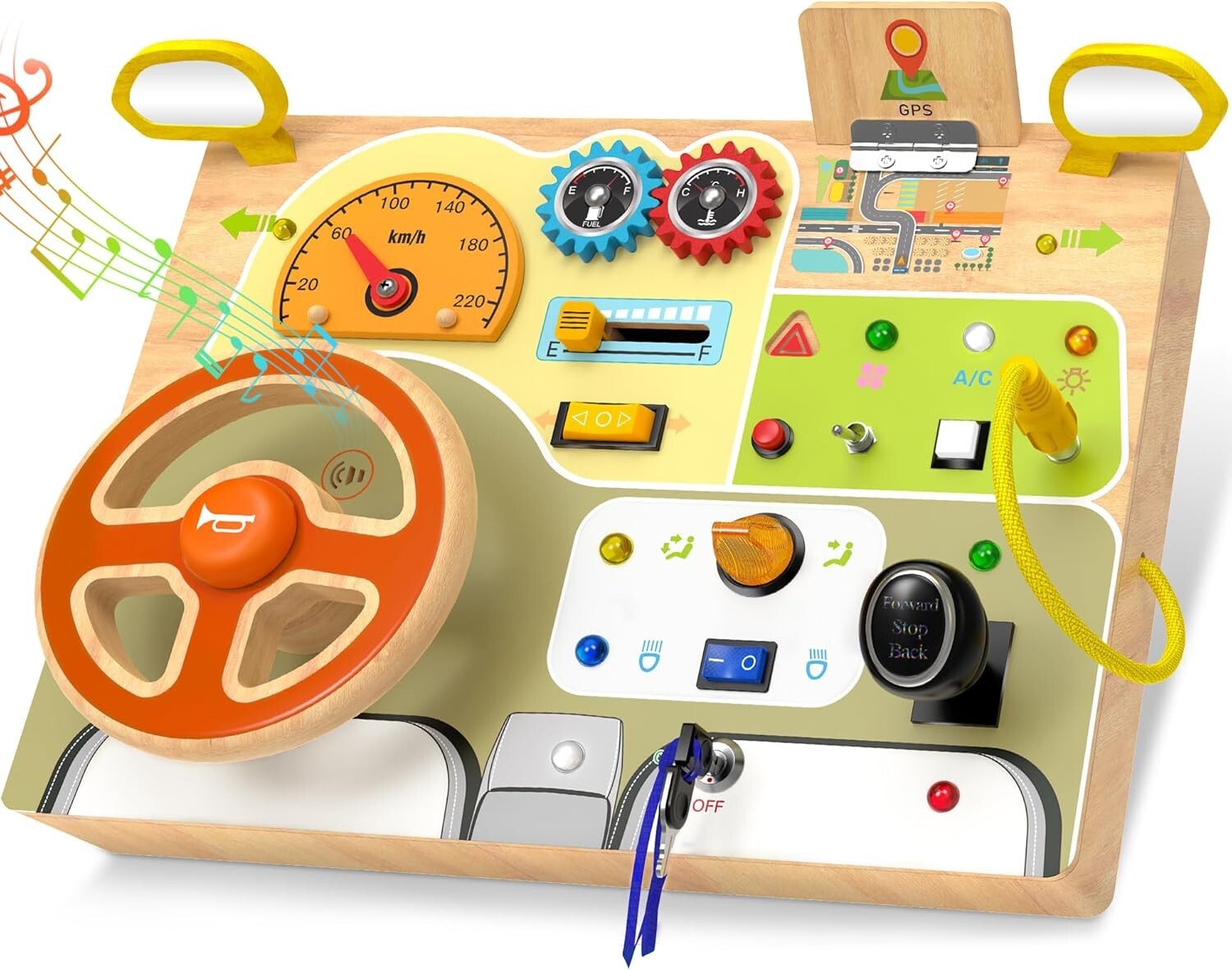 Montessori Toddler Busy Board with Letters and Interactive Features for Ages 1+