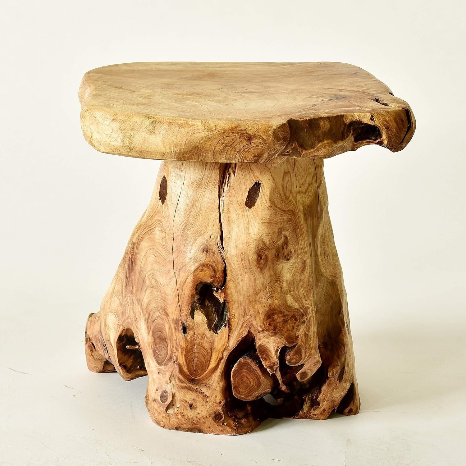 Compact 14" Tree Stump Stool with Unique Shape - Ideal Plant or End Table