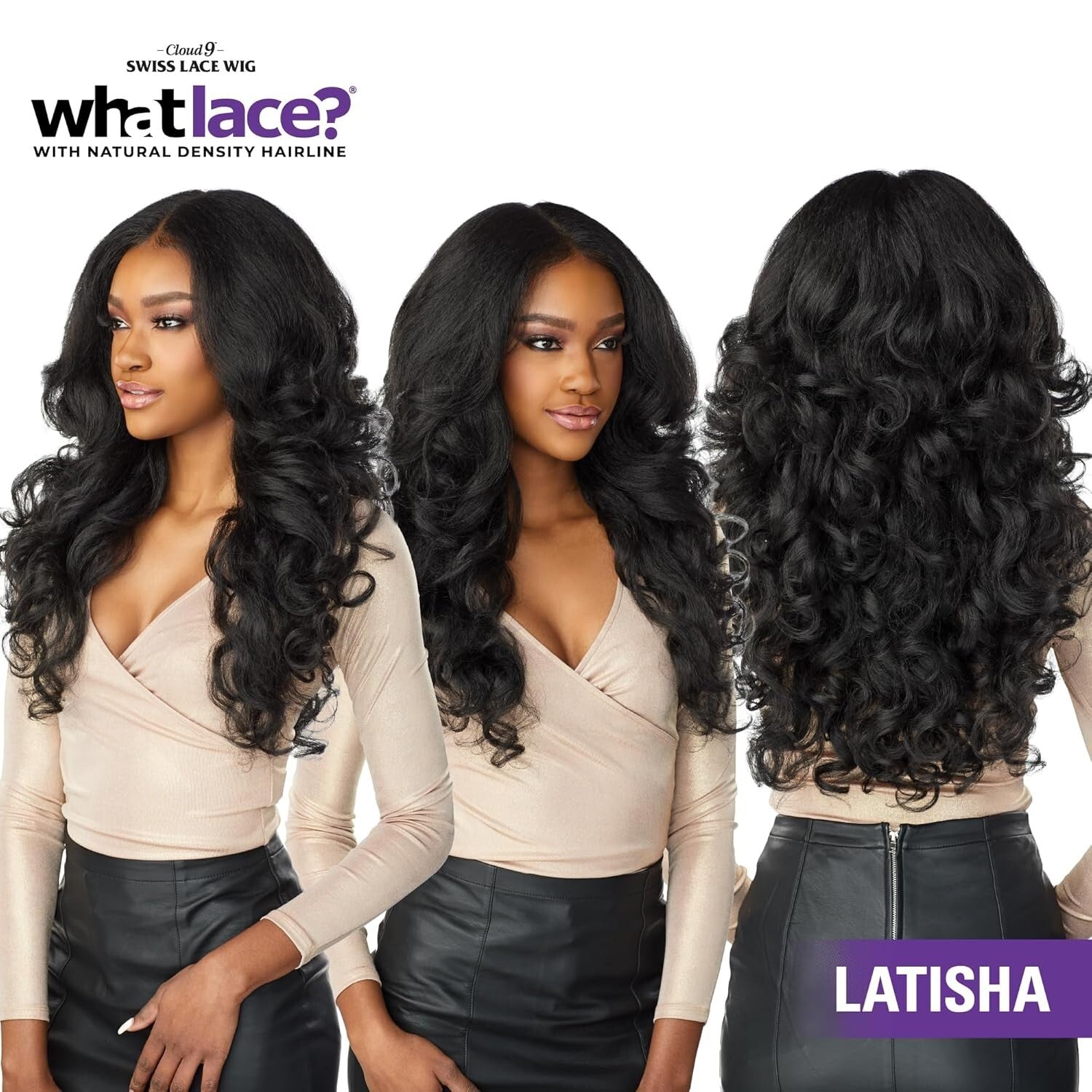 What Lace 13X6 Glueless Synthetic Wig with Pre-Plucked Hairline in Off Black 1B
