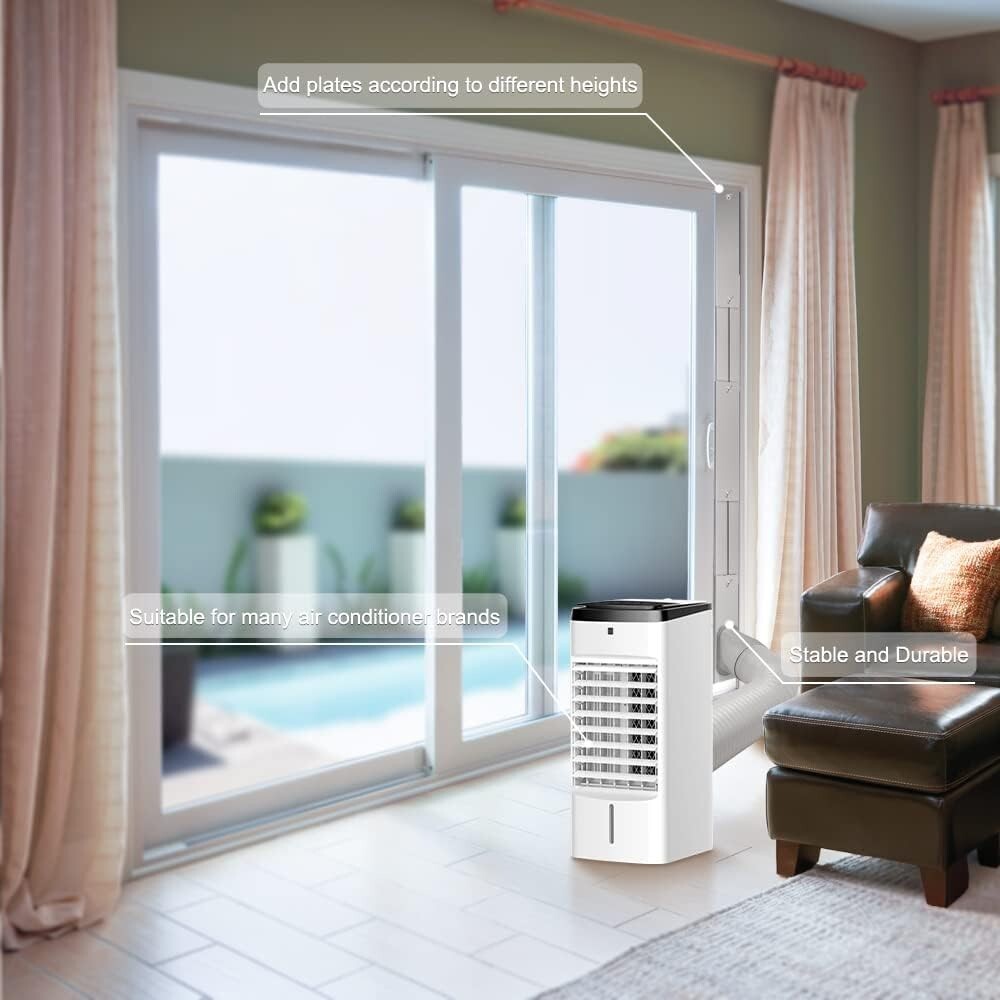 Adjustable Portable AC Window Vent Kit - 5.9 Inch Exhaust Hose, 78.7 Inch Length