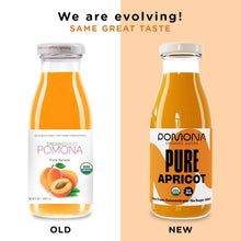 Load image into Gallery viewer, Pomona Organic Apricot Juice - Pure, No Sugar, Cold-Pressed, 12 x 8.4 oz Bottles