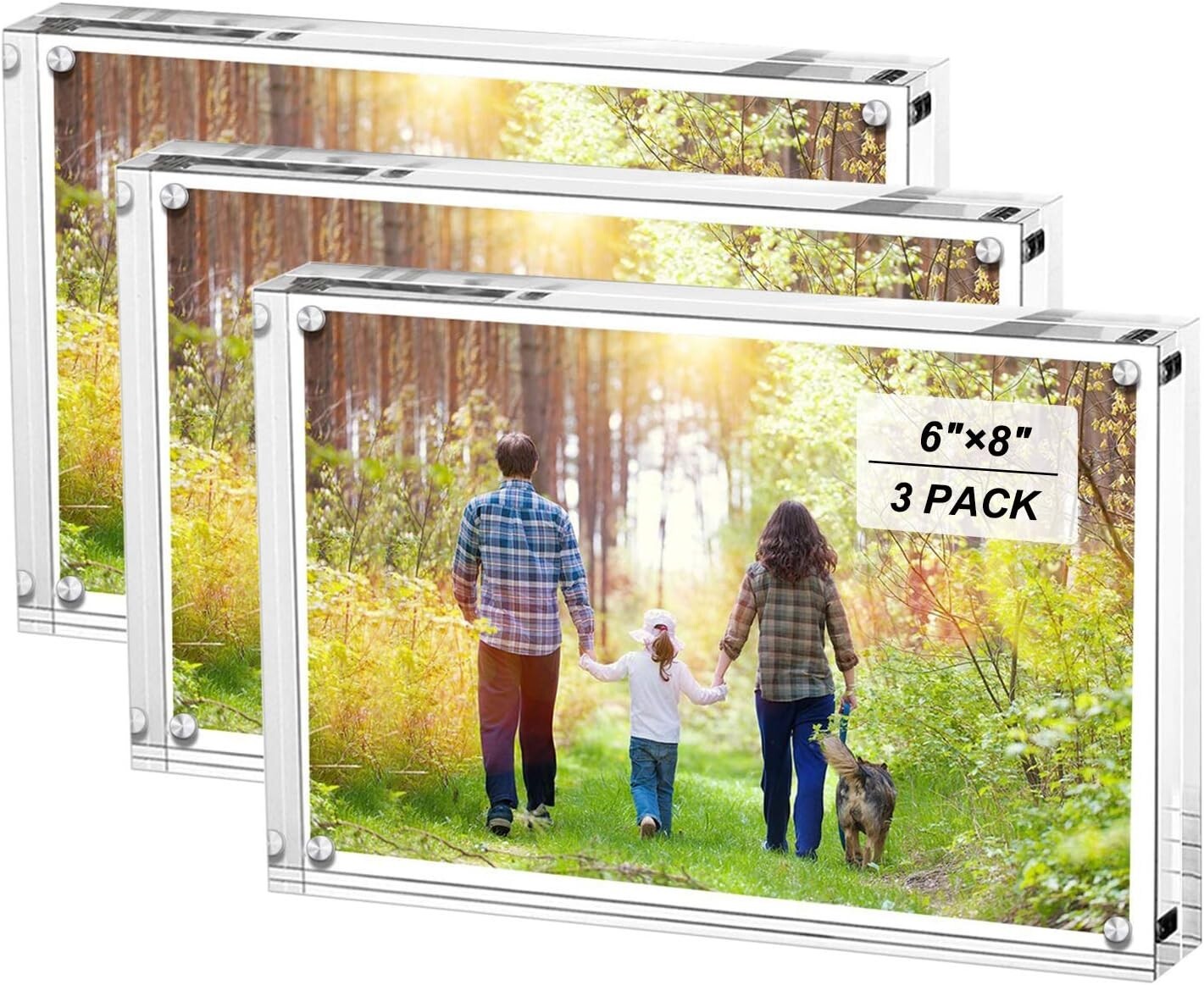 Elegant 6x8 Inch Acrylic Picture Frame Set - Double-Sided & Freestanding Display