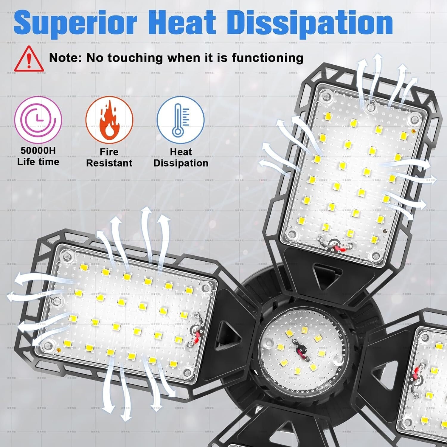 Bright 6500K LED Garage Lighting - 4 Pack, 120W with Instant Push Button Control