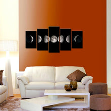 Load image into Gallery viewer, Ready to Hang Moon Phases Art - Elegant Black &amp; White Lunar Canvas Paintings