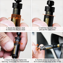Load image into Gallery viewer, Adjustable Auto-Stop Tire Deflator Kit 10-30 PSI - Offroad Adventure Essential