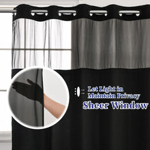 Load image into Gallery viewer, Quick-Dry No Hooks Shower Curtain with Grommet and Liner - 71''W x 86''H Black
