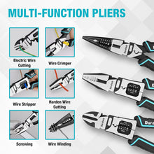 Load image into Gallery viewer, Ergonomic 3-Piece Pliers Set: 8.5" Lineman, Long Nose, and Diagonal Cutters
