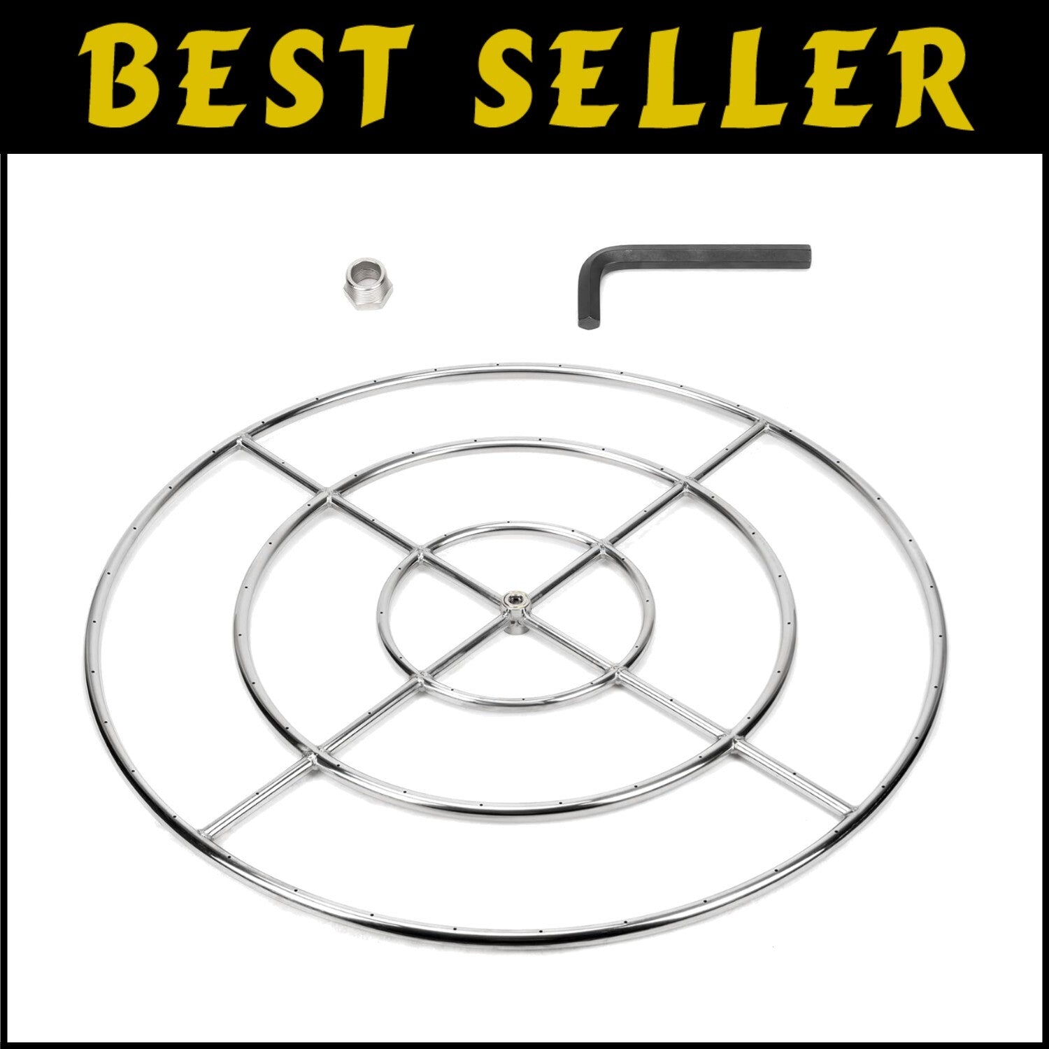 Premium 304 Stainless Steel Round Fire Ring - 443,000 BTU for Outdoor Enjoyment