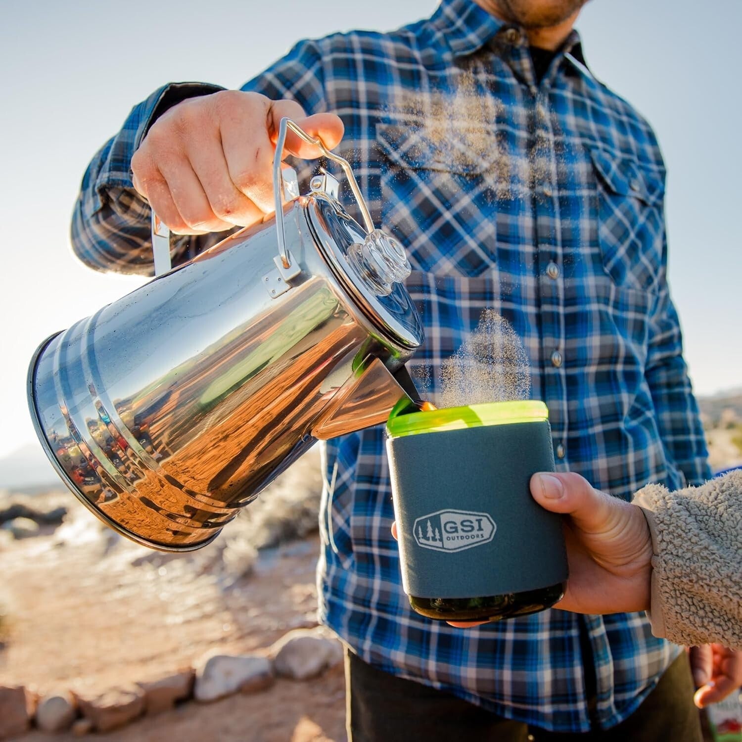 Ergonomic Glacier Stainless Steel Coffee Percolator - 36 Cups for Any Adventure