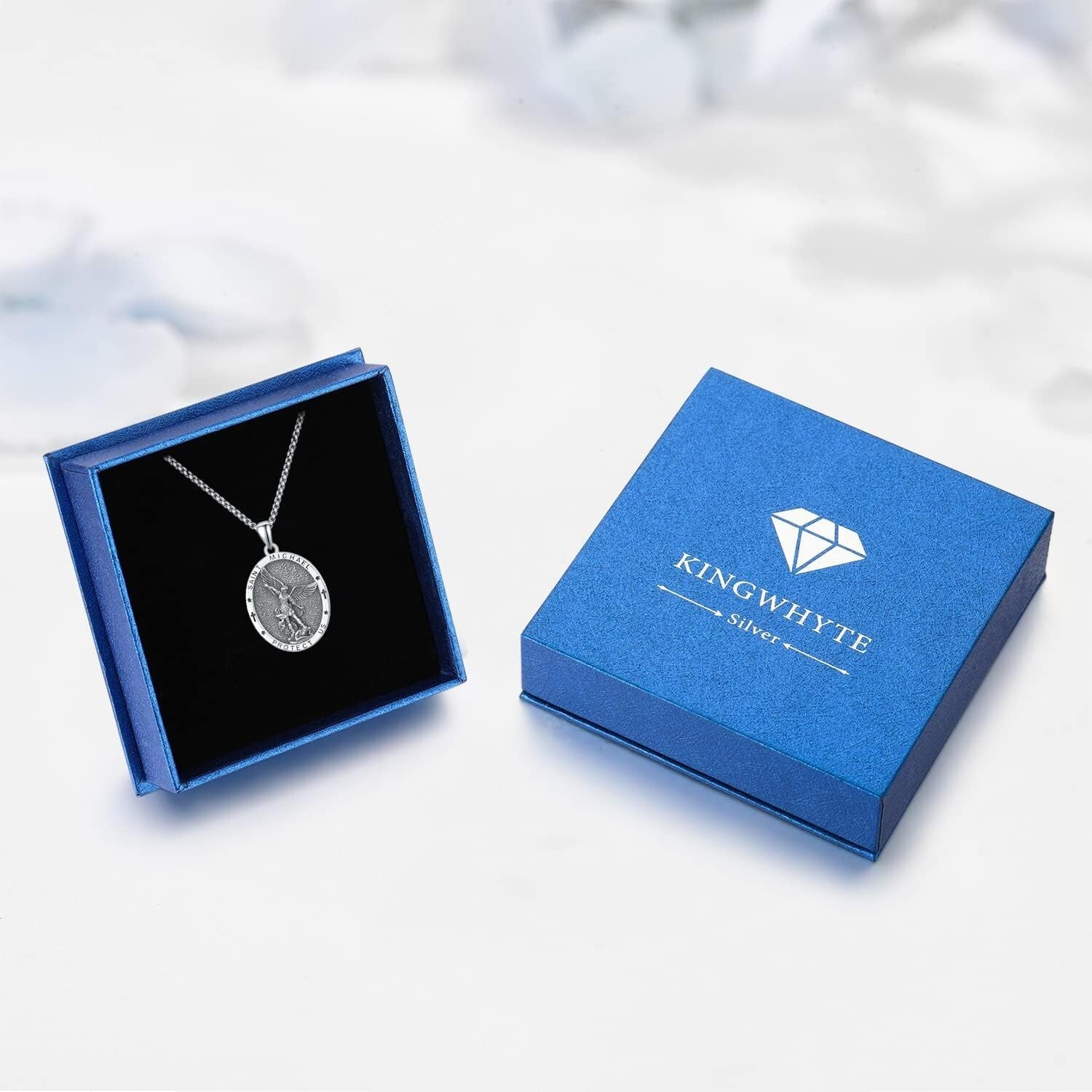 Adjustable S925 Sterling Silver Saint Michael Necklace with Protective Design