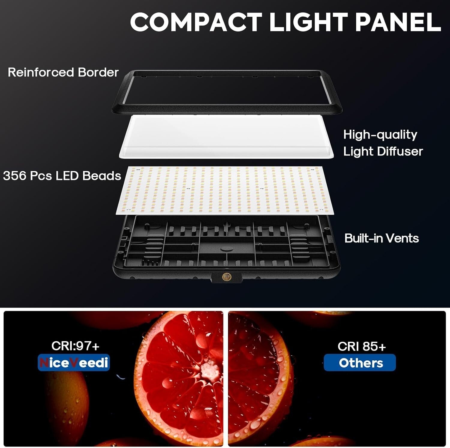 2-Pack Adjustable LED Photography Lighting Kit with Tripod Stands - 2900-7000K