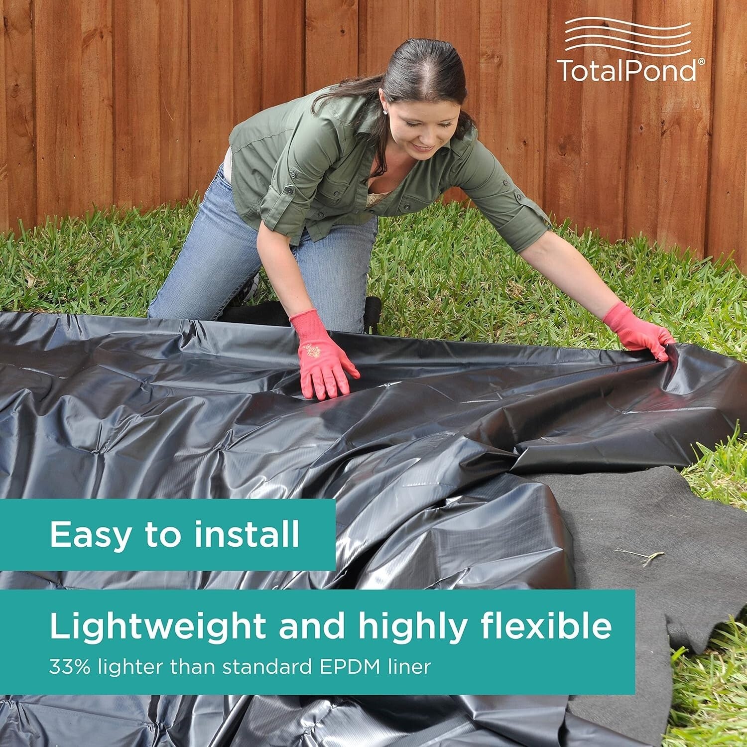 Flexible 7 ft x 10 ft Pond Liner with Reinforced Mesh for Small Water Features