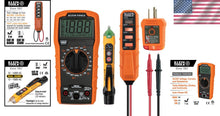 Load image into Gallery viewer, Battery-Powered Digital Multimeter with Flashlight &amp; GFCI Receptacle Tester Kit