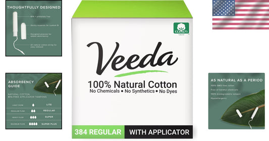 100% Natural Cotton Regular Tampons with Leak-Proof Protection - 384 Count