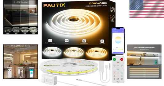 App Controlled COB LED Strip Light - 32.8ft Dimmable & Music Sync Functionality