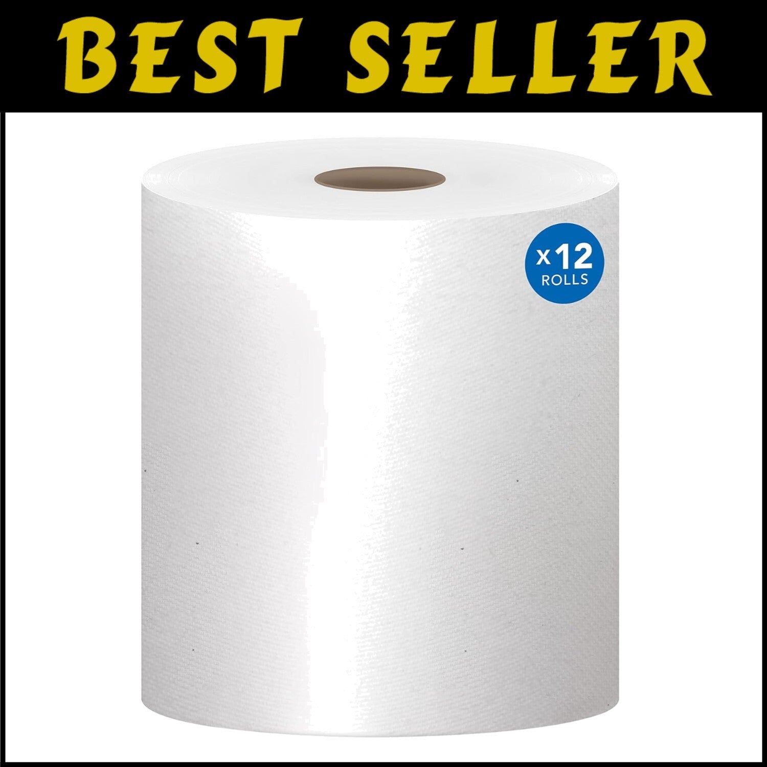 12 Rolls of Absorbent Hard Roll Paper Towels - Fast Drying, 9,600 Total Sheets