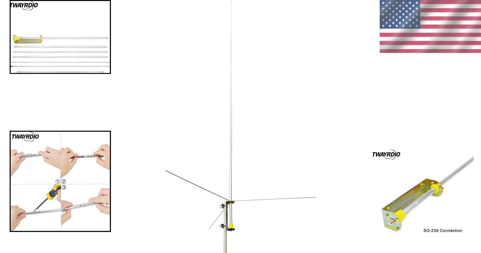 Aluminum Alloy 20ft CB Base Antenna - Pre-Tuned, 100W for Enhanced Signal