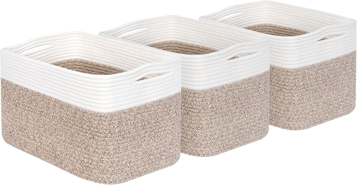 Chic 3-Piece Rectangular Storage Baskets with Slit Handles - Nursery & Playroom