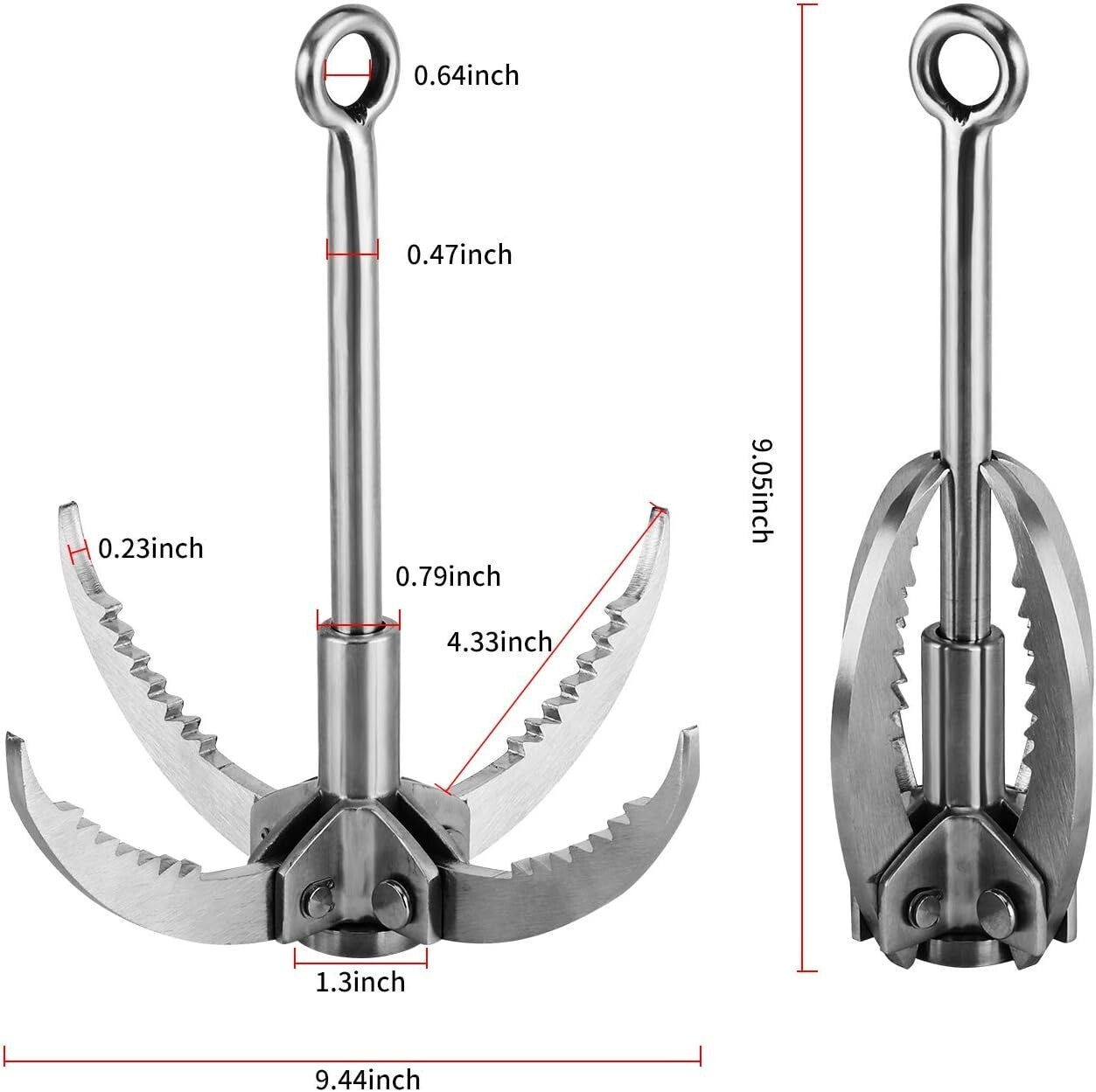 Durable Stainless Steel Grappling Hook with 4-Claw Design for Outdoor Adventures