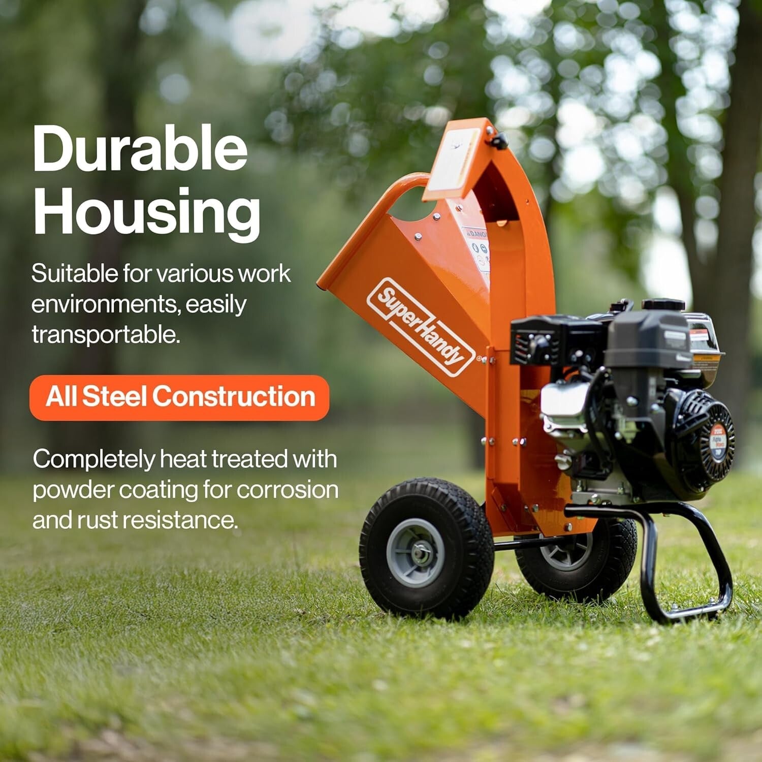 Powerful Mini Wood Chipper Shredder - 85 lbs, 15:1 Reduction Ratio, Gas Powered