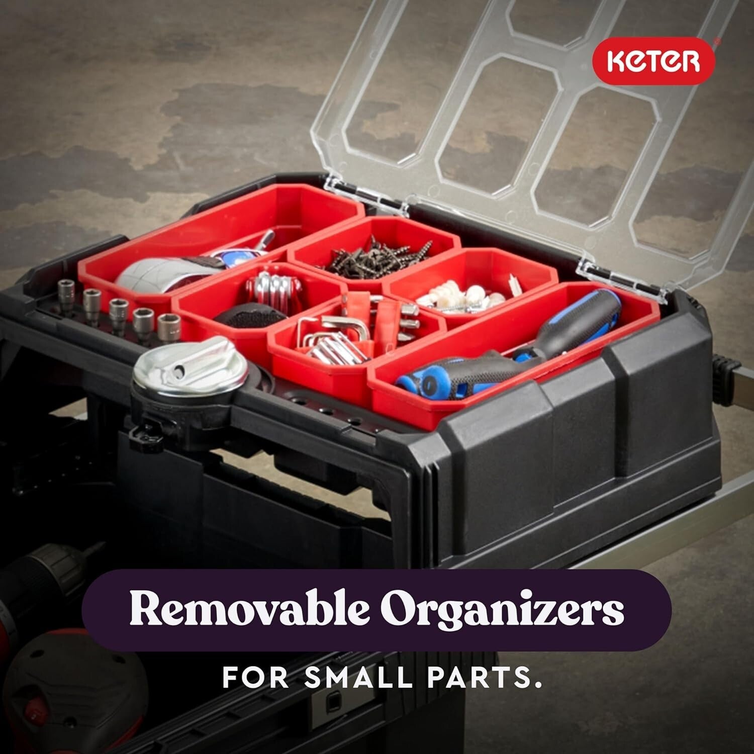 66 lb Capacity Masterloader Tool Box with Rolling Wheels for Easy Mobility